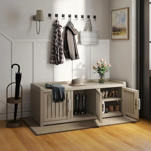 Waterproof Resin Shoe Bench Industrial Storage Adjustable Shelves