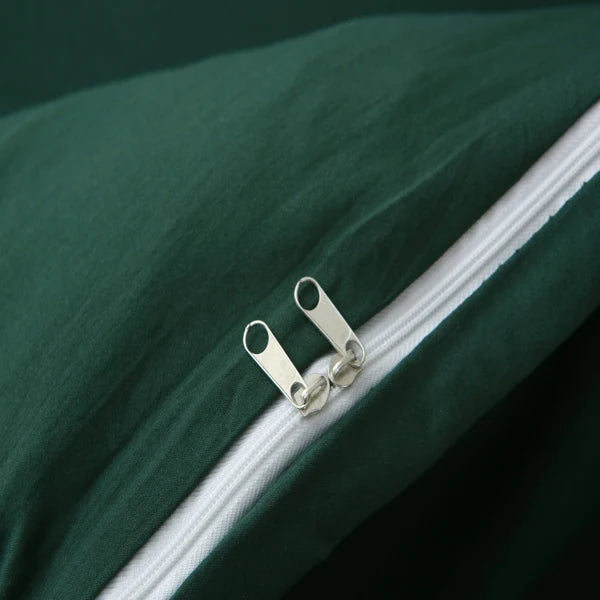 3 Pieces Solid Color Bedding Set Duvet Cover Pillow Shams Queen Green