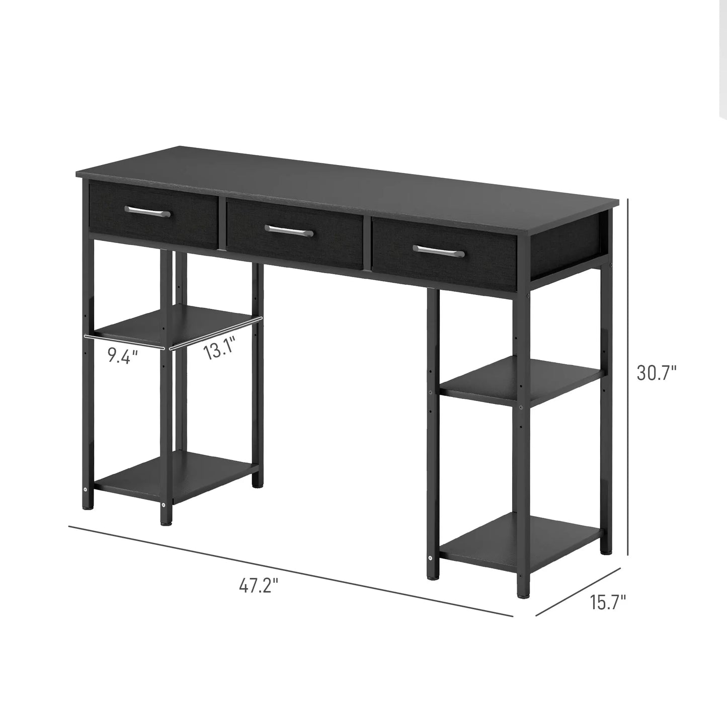 Ljustra 47 Inch Small Computer Desk with Fabric Drawers and Shelves