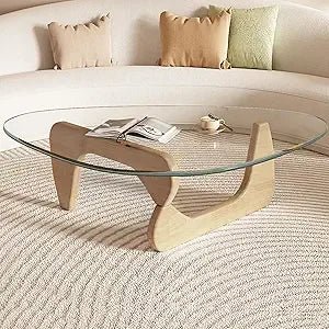 Small Black Glass Coffee Table Mid Century Modern Wood Rustic Design