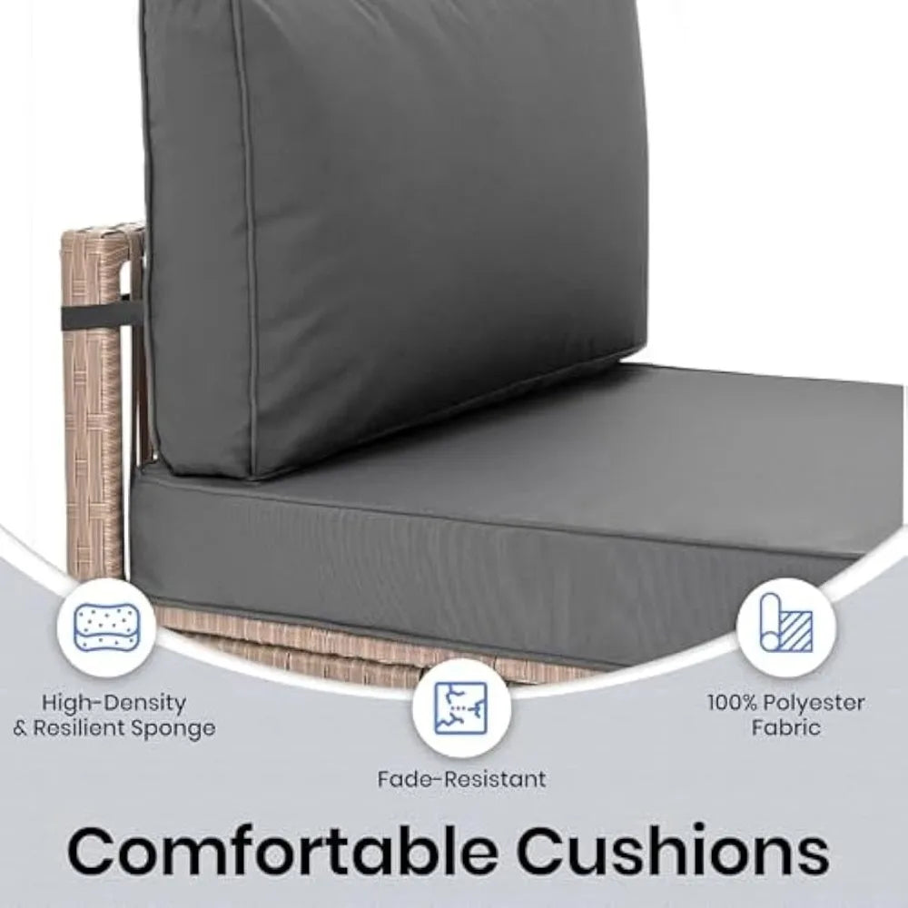 Ljustra 7 Piece Outdoor Sectional Set All-Weather PE Rattan Furniture