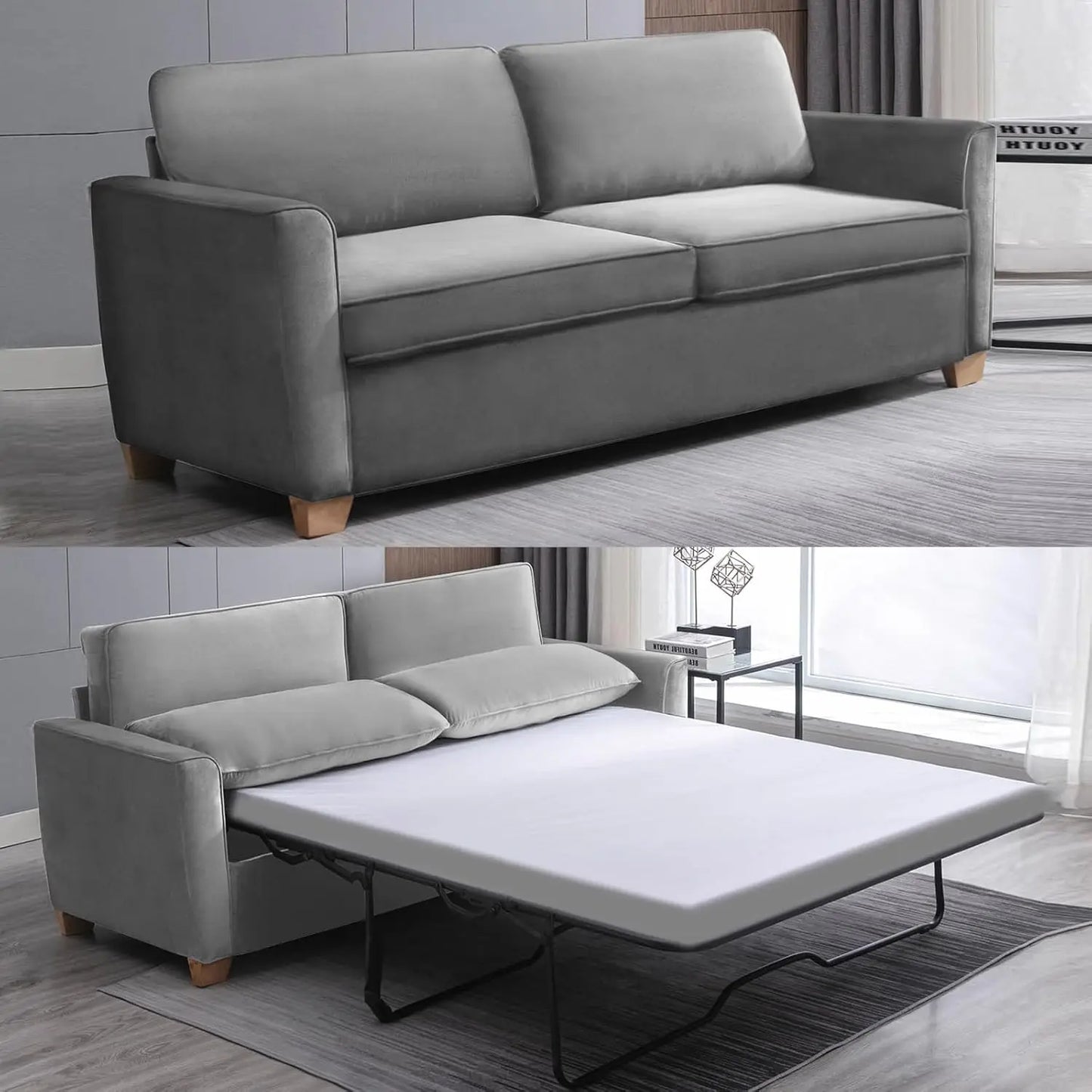 Ljustra 2-in-1 Full Pull Out Sofa Bed Modern Velvet Loveseat Sleeper Couch