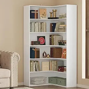 Corner Bookshelf 6 Tier Etagere Shelf Storage Rack Living Room Office