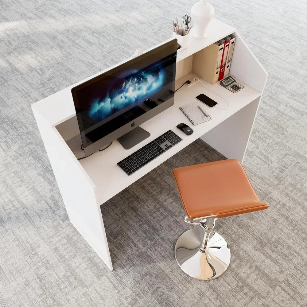 Reception Desk 47 Inch Modern Office Front Desk for Home Office Small Shops