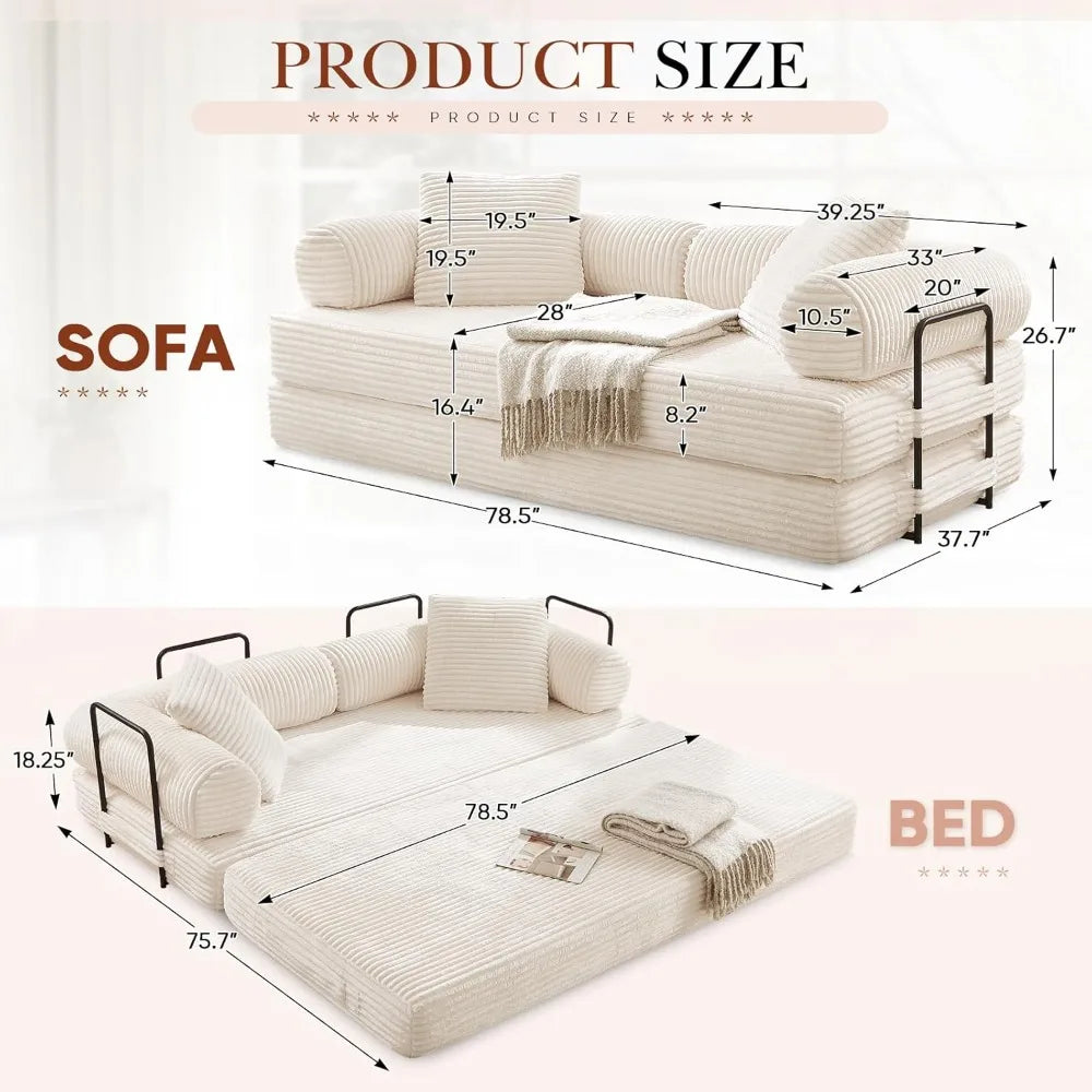 Ljustra Modular Convertible Sofa Bed Plush Corduroy King Size