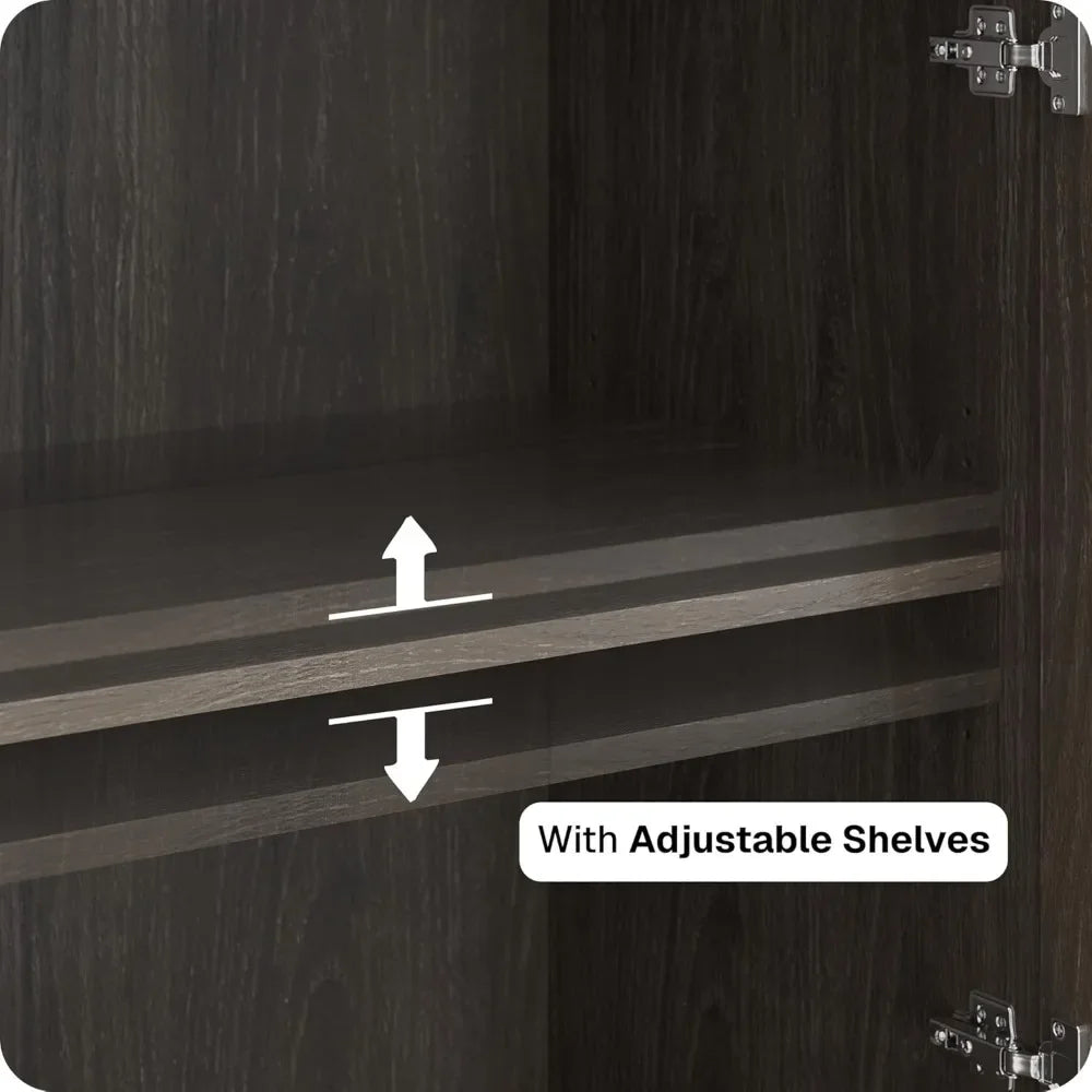 Modern Sideboard Buffet Cabinet Wood Glass Storage Console Table