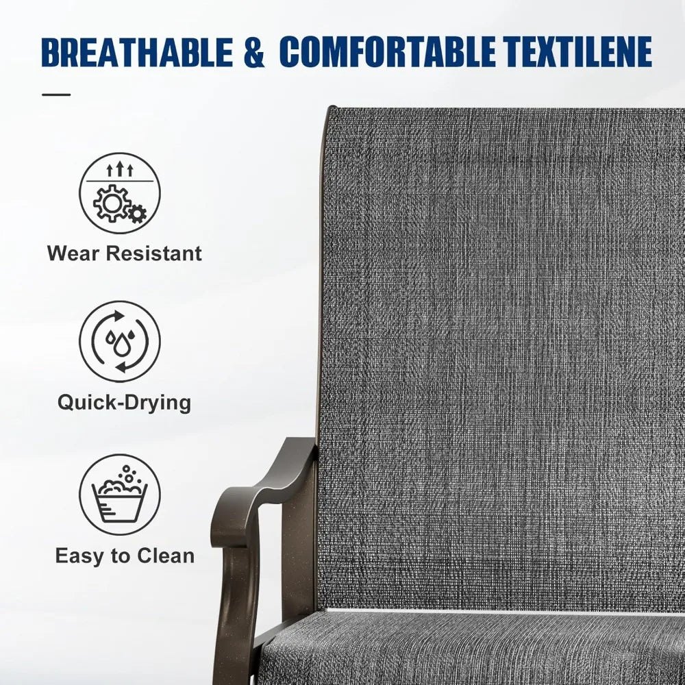 Patio Swivel Dining Chairs Set of 2 Outdoor High Back Rocking Chairs