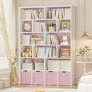 6 Tier Kids Toy Storage Organizer with Drawers and Cubbies 69" Tall