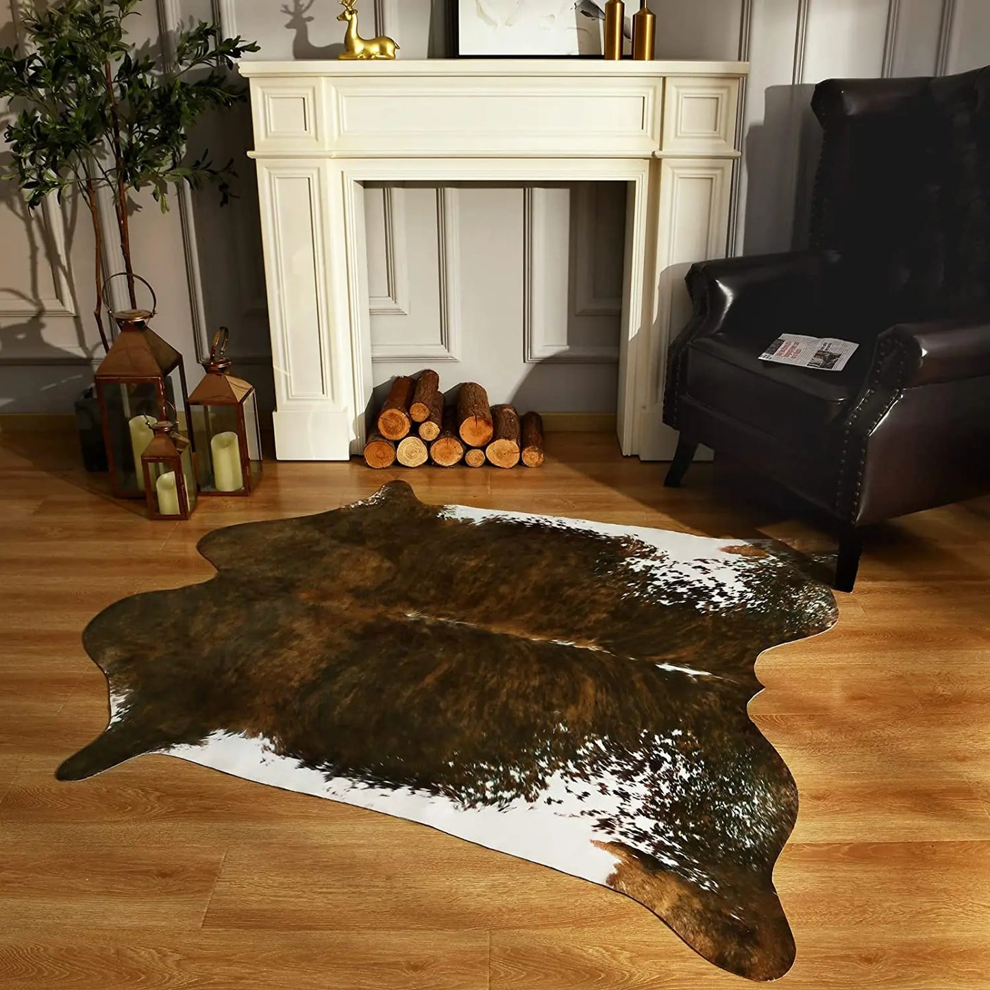 American Style Animal Print Faux Fur Cowhide Rug for Living Room Bedroom