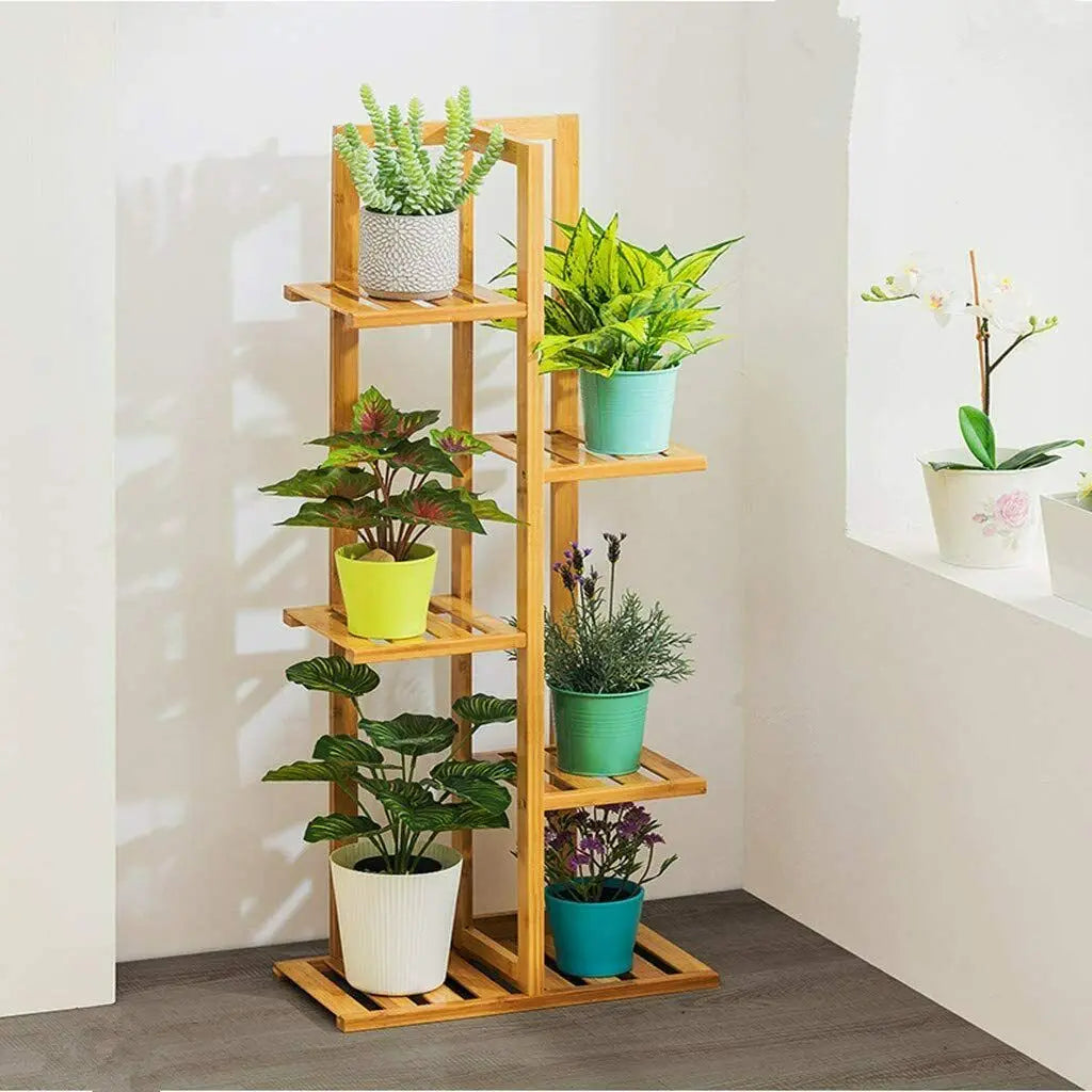 Ljustra Bamboo 5 6 Tier Plant Stand Rack Indoor Outdoor Flower Shelf
