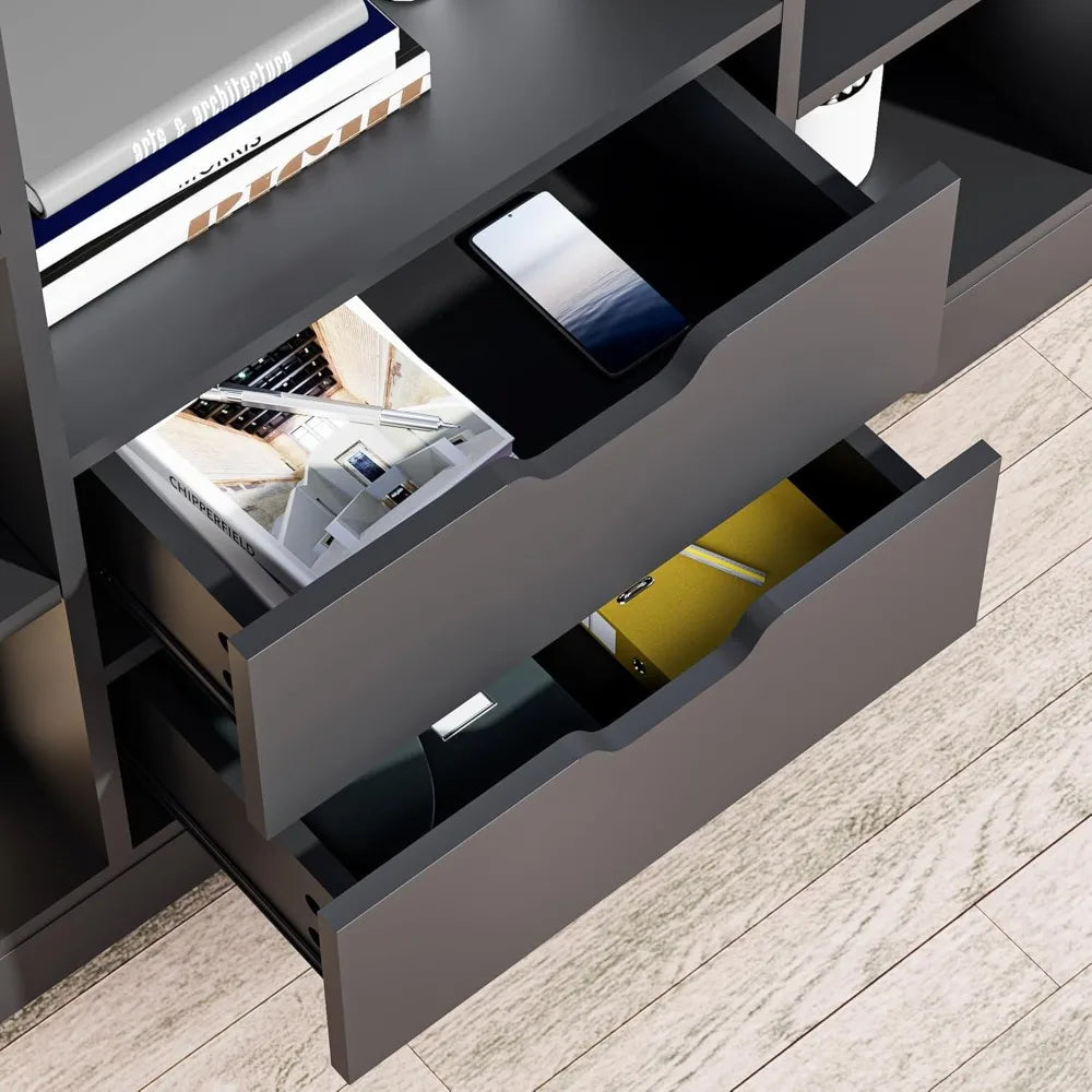 Kids Bookshelf Toy Storage Organizer 4-Tier Bookcase with Drawers