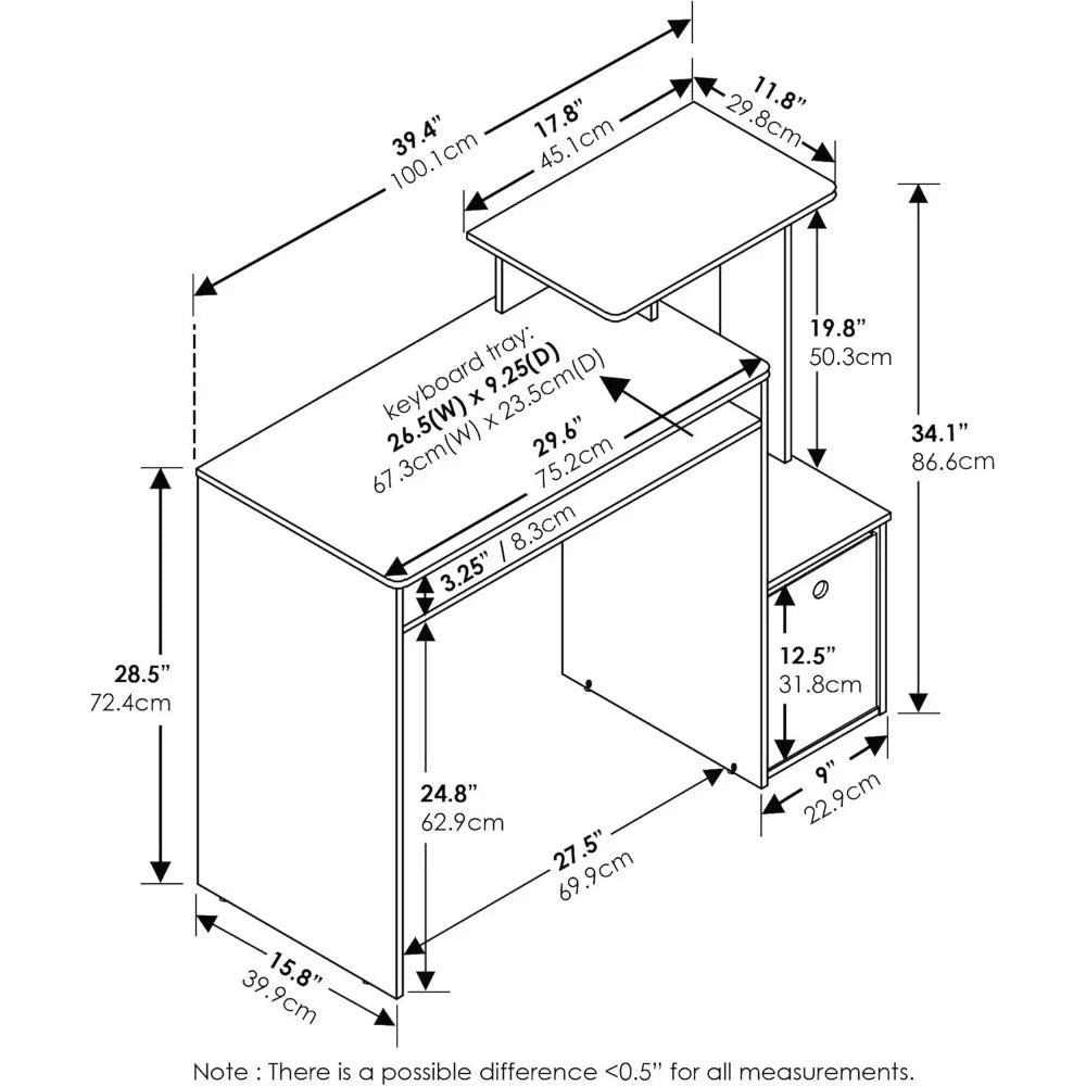 Ljustra Multipurpose Home Office Computer Writing Desk Compact Stylish Design