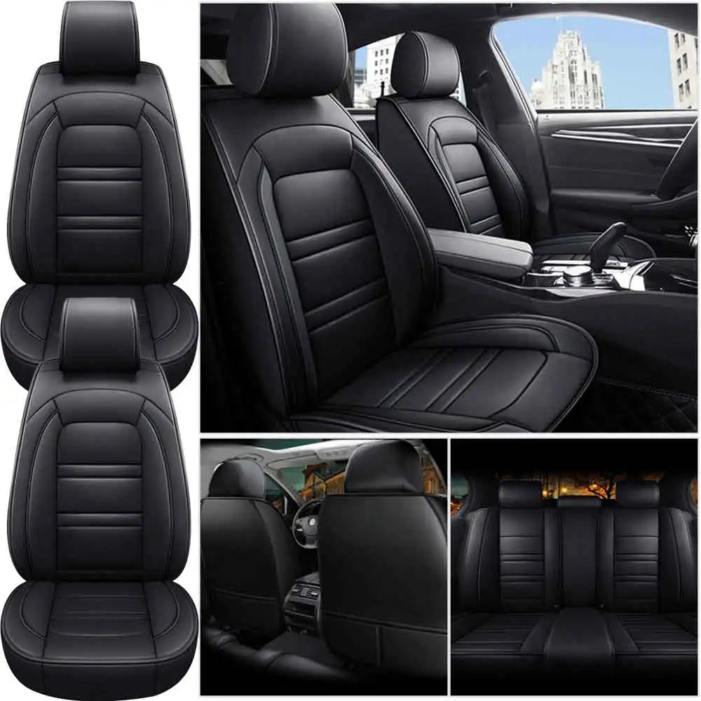 Universal 5-Seat PU Leather Car Seat Covers Full Set Anti-Scratch Protection