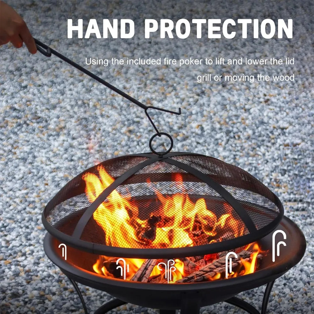 Ljustra 22 Inch Outdoor Fire Pit Durable Portable Wood Burning Firepit