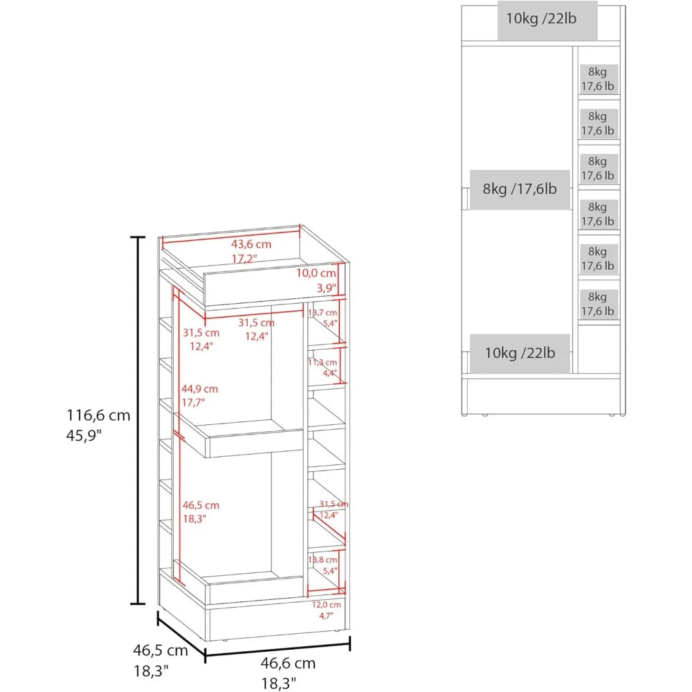 46 Inch Tall 3-Tier Corner Bar Cabinet with 14 Wine Bottle Slots Storage