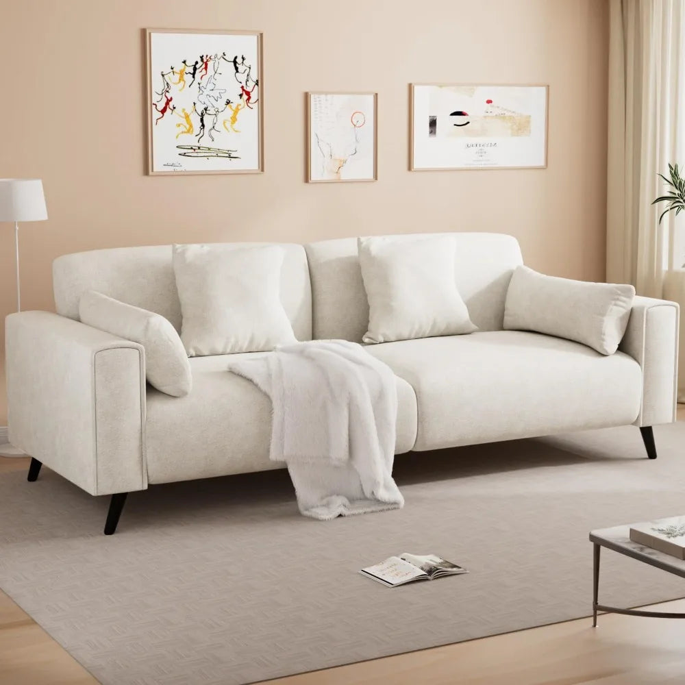 82 Inch Modern Comfy Sofa Couch Living Room 3 Seater with Pillows