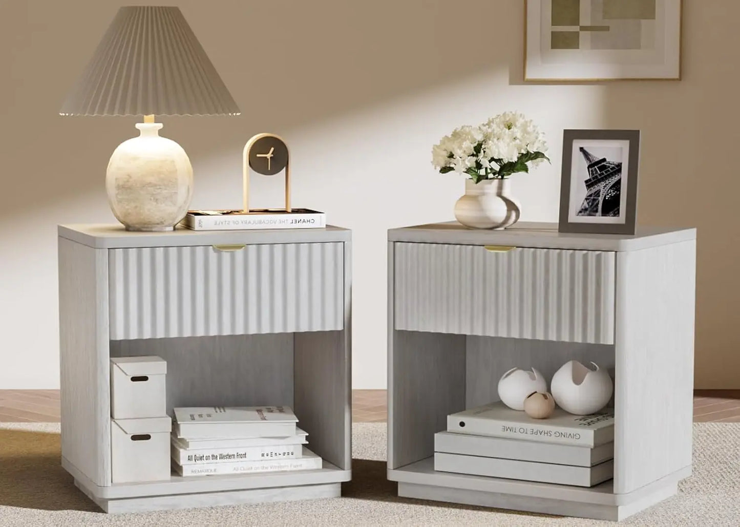 Modern Nightstands Set of 2 with Drawers for Bedroom Living Room