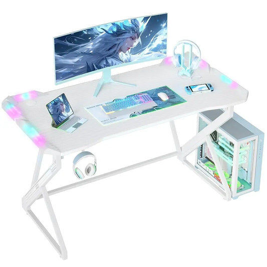 Small Gaming Desk with RGB Lights 40" PC Desk for Home Office Setup