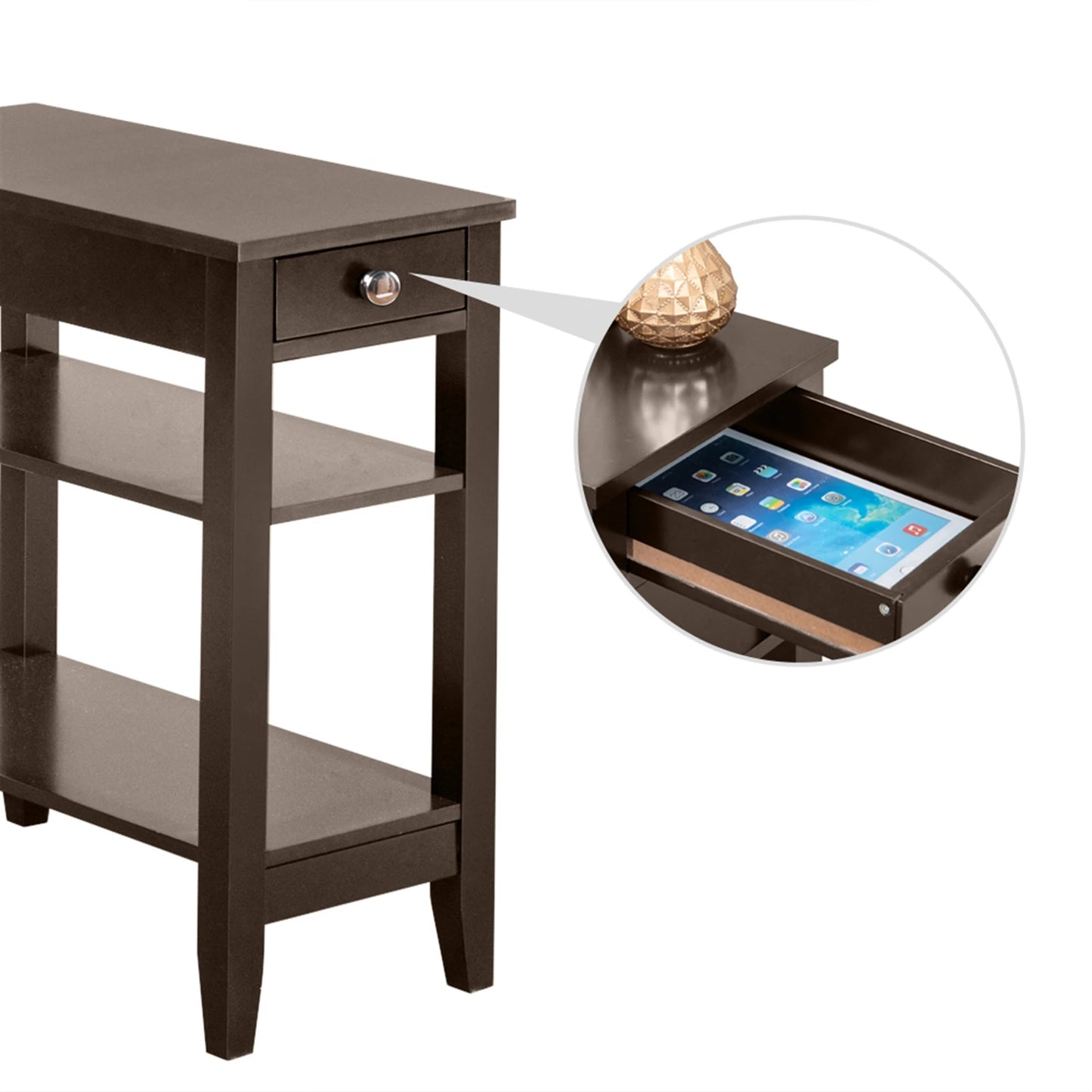 Modern Two Layer Bedside Table with Drawers for Bedroom and Living Room