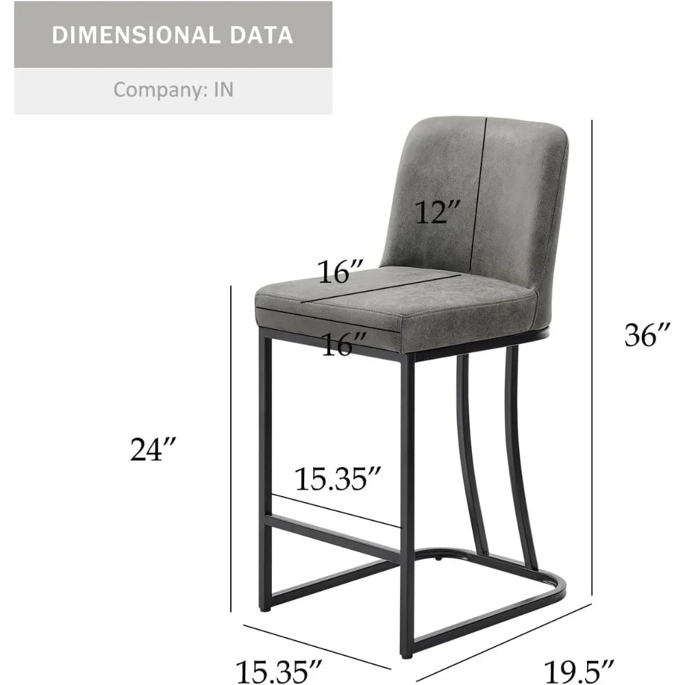 Bar Stools Set of 2 Modern Kitchen Counter Height Leather Bar Chairs