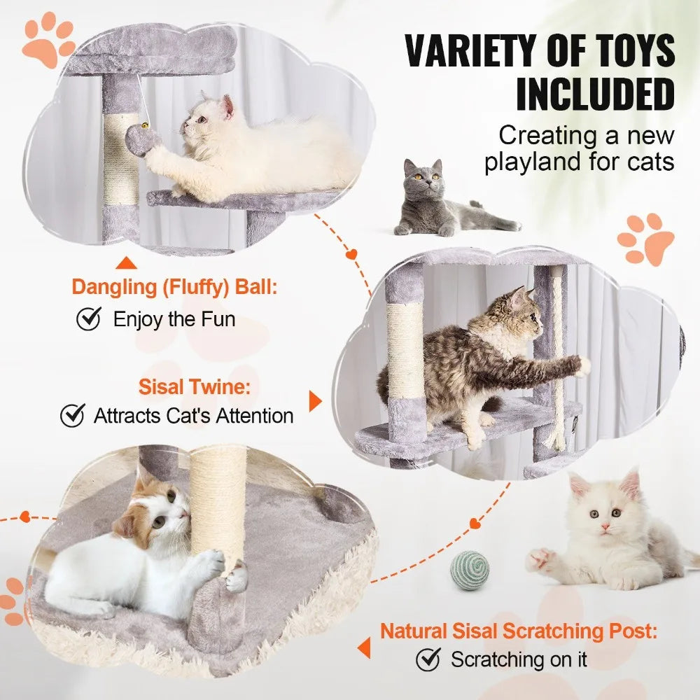 72 Inch Cat Tower Indoor Cats Multi-Level Scratching Post Condo
