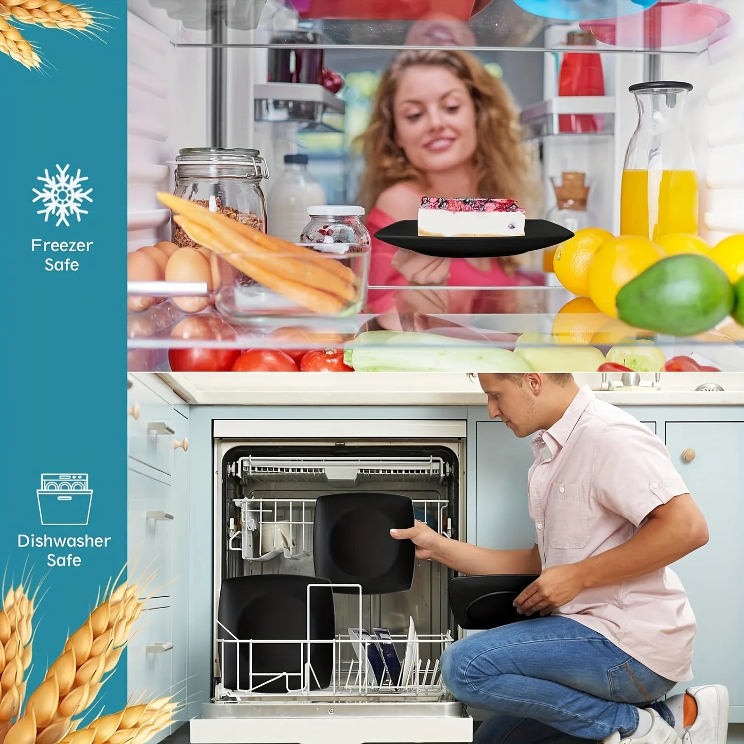 16 32Pcs Plastic Dinnerware Set Dishwasher Microwave Safe Stackable