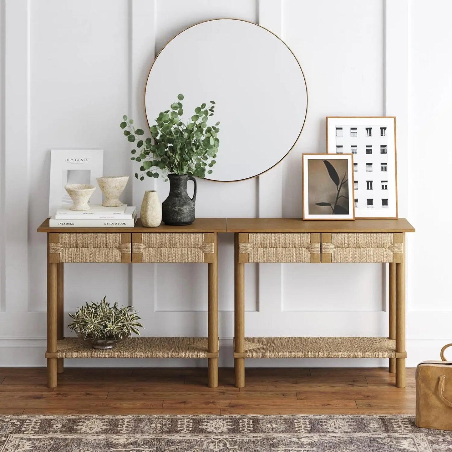 Virgo Wood Accent Storage Console Table for Entryway Living Room
