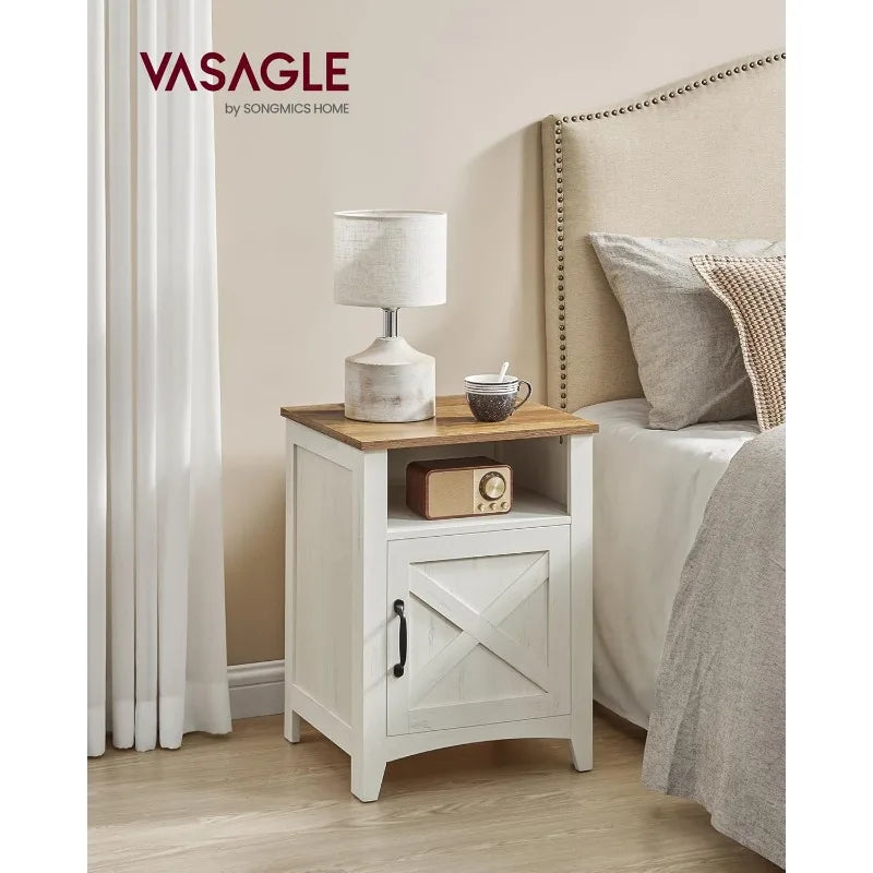 Ljustra Farmhouse Nightstand Set of 2 with Storage Barn Door Design