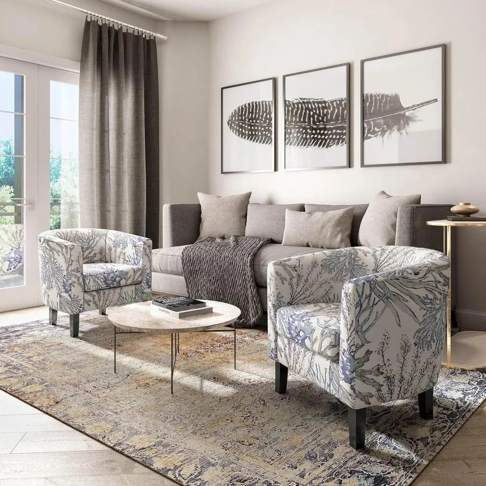 Living Room Barrel Accent Chair Cozy Upholstered Club Tub Chair