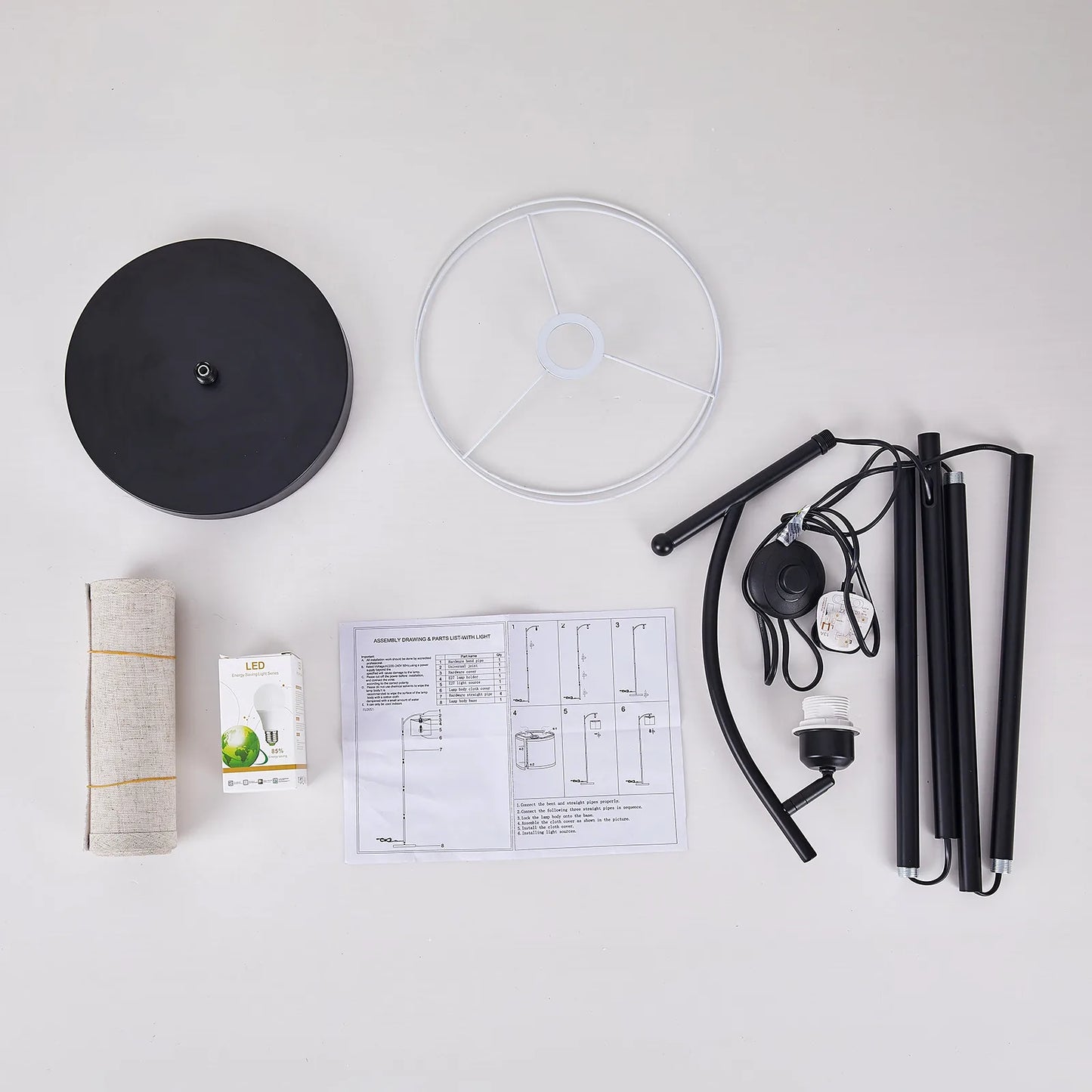 Floor Lamp with 3 Color Temperatures Adjustable Standing Light for Home