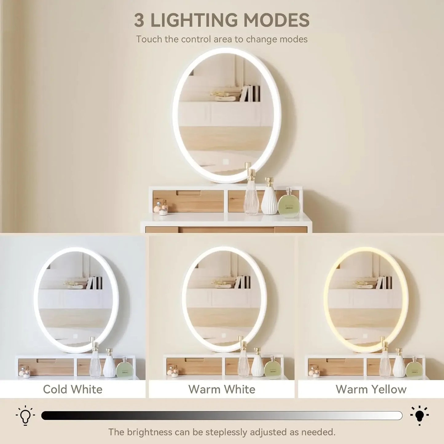 Small Makeup Vanity Desk with Lights Compact Space Saving Design