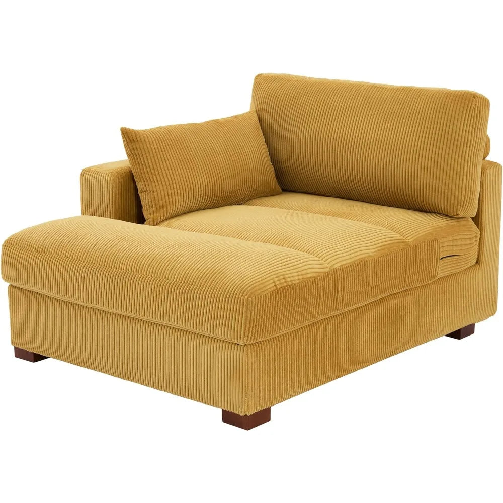 Oversized Corduroy Chaise Lounge Chair with Cushion Indoor Recliner