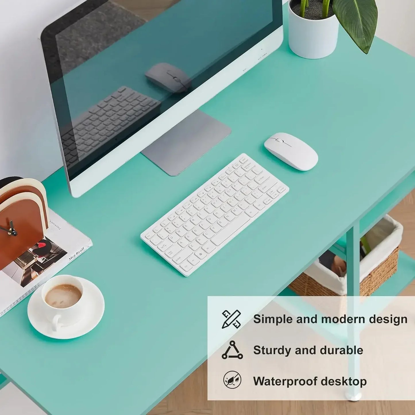 Ljustra 43 Inch Home Office Writing Desk Workstation with Storage Hutch