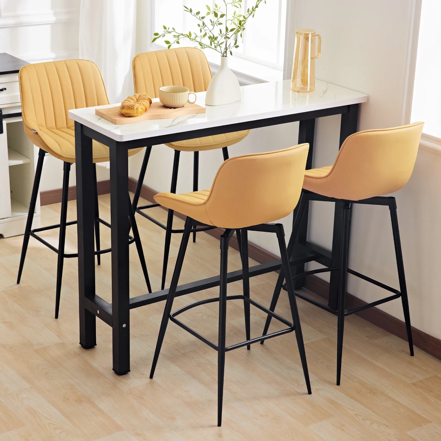 Redlife Swivel Bar Stools Set of 2 Modern Counter Height Dining Chairs