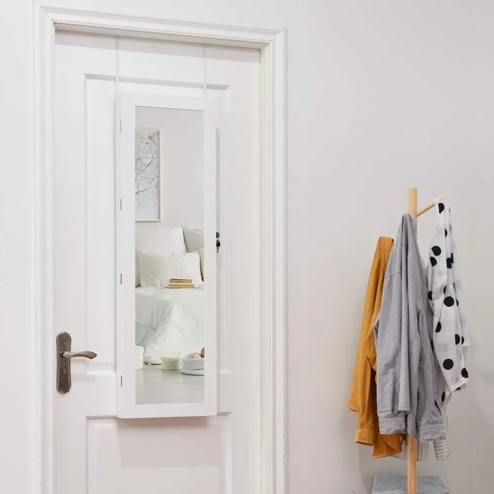 15 LED Jewelry Armoire Lockable Cabinet Full Length Mirror Storage