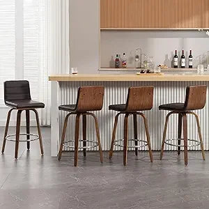 Bar Stools 26 Inch Set of 4 Swivel PU Leather Modern Counter Stools