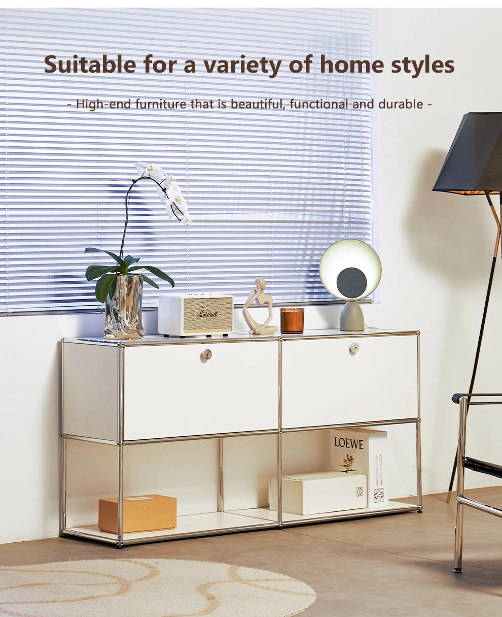 Modern Stainless Steel Storage Cabinet Sideboard for Bedroom Living Room