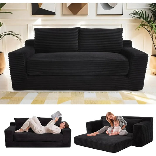Ljustra Fefances Loveseat Sofa Bed Convertible Memory Foam Couch for Small Spaces