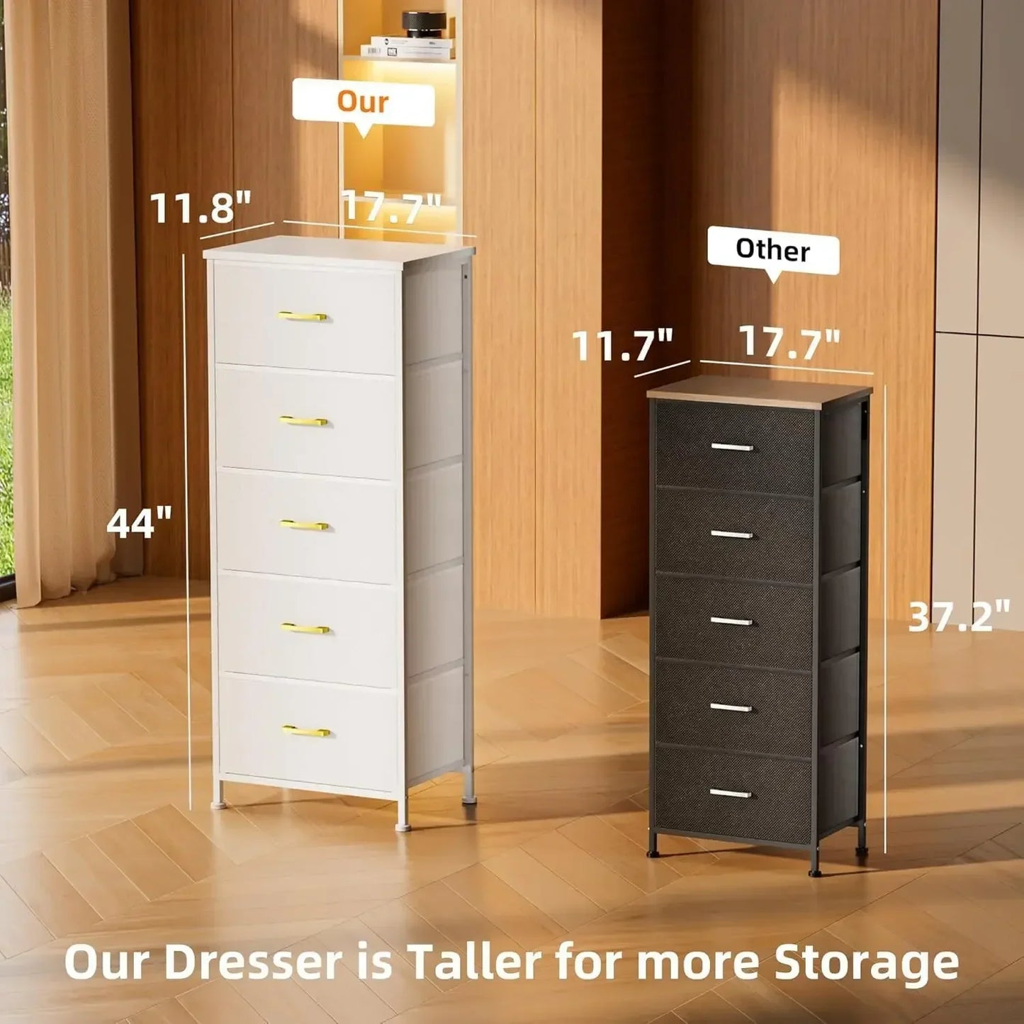 Tall Dresser 5 Drawers Storage Organizer Modern Furniture for Bedroom