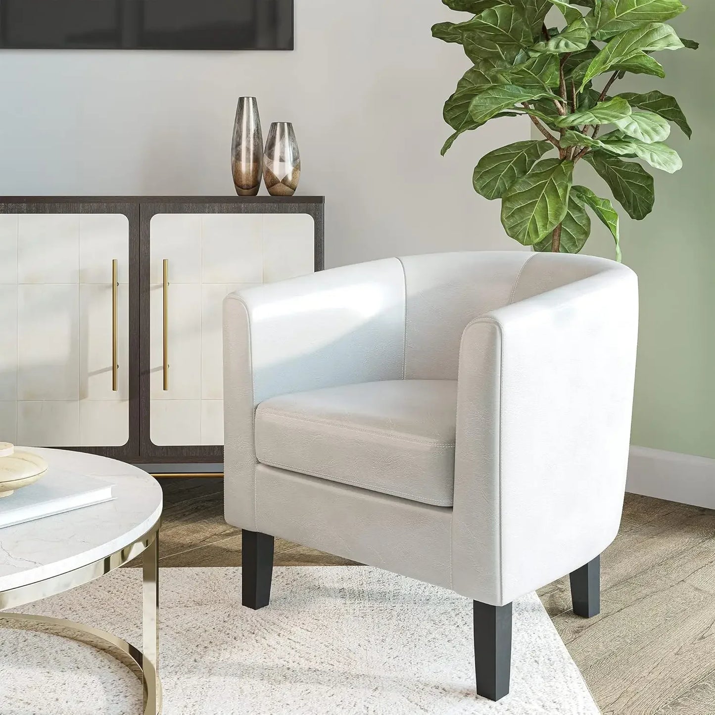 Living Room Barrel Accent Chair Cozy Upholstered Club Tub Chair