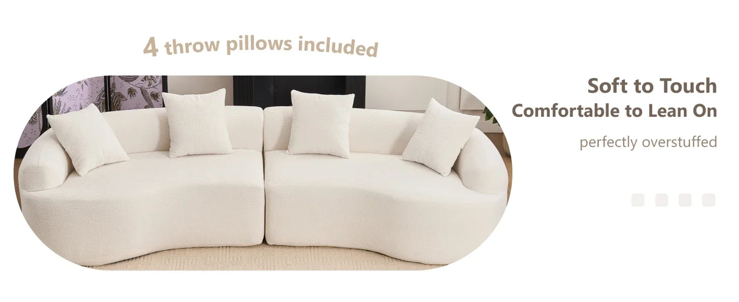 110" Curved Chenille Cloud Sofa Oversized 4-Seat Sectional Plush Cushions