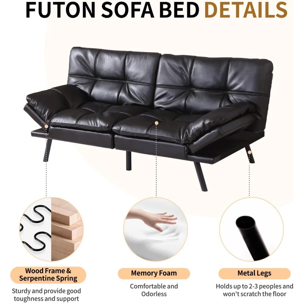 Ljustra Convertible Memory Foam Sofa Bed Modern Futon Couch