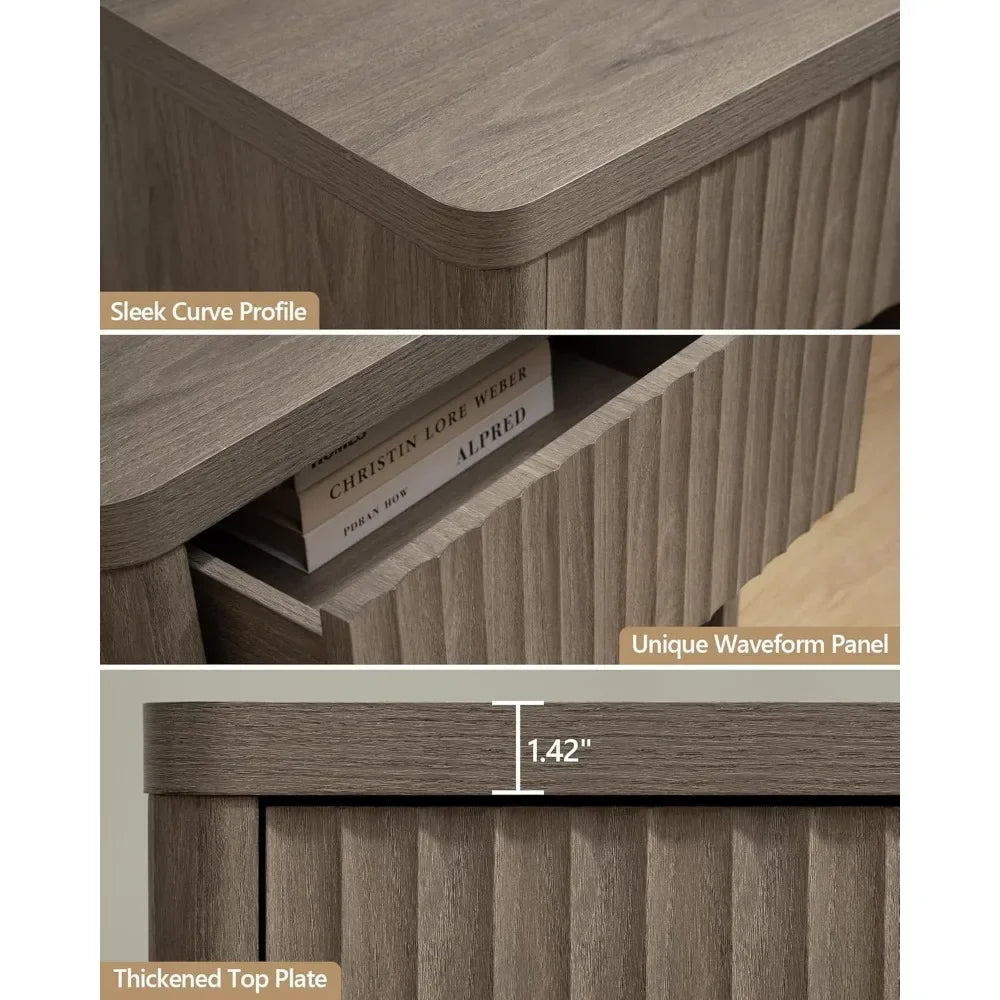 Modern Nightstand Set of 2 with Storage Drawer Minimalist Design