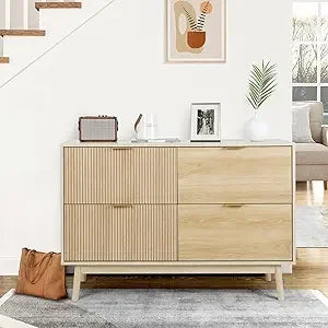 Modern 4 Drawer Dresser Farmhouse Storage Chest for Bedroom Living Room