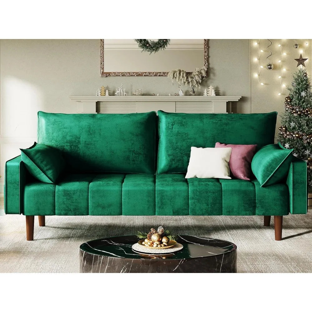 Ljustra 67" Loveseat Sofa Velvet Couch with Pillows & Storage