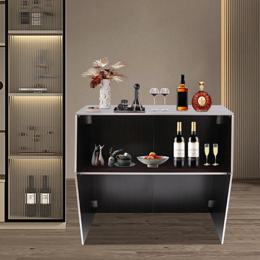 Portable Bar Cabinet High Load Capacity Two-layer Shelf for Home Bar