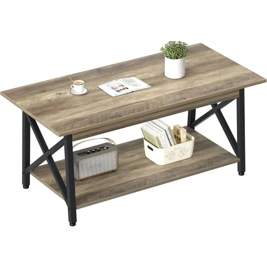 Coffee Table with Storage Modern 39 Inch Farmhouse Living Room Table