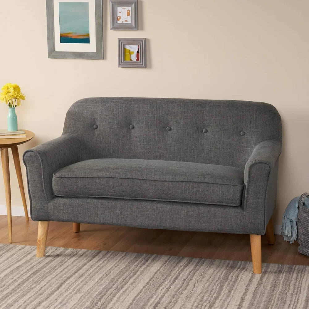 Ljustra Mariah Mid Century Modern Loveseat Grey Fabric Sofa