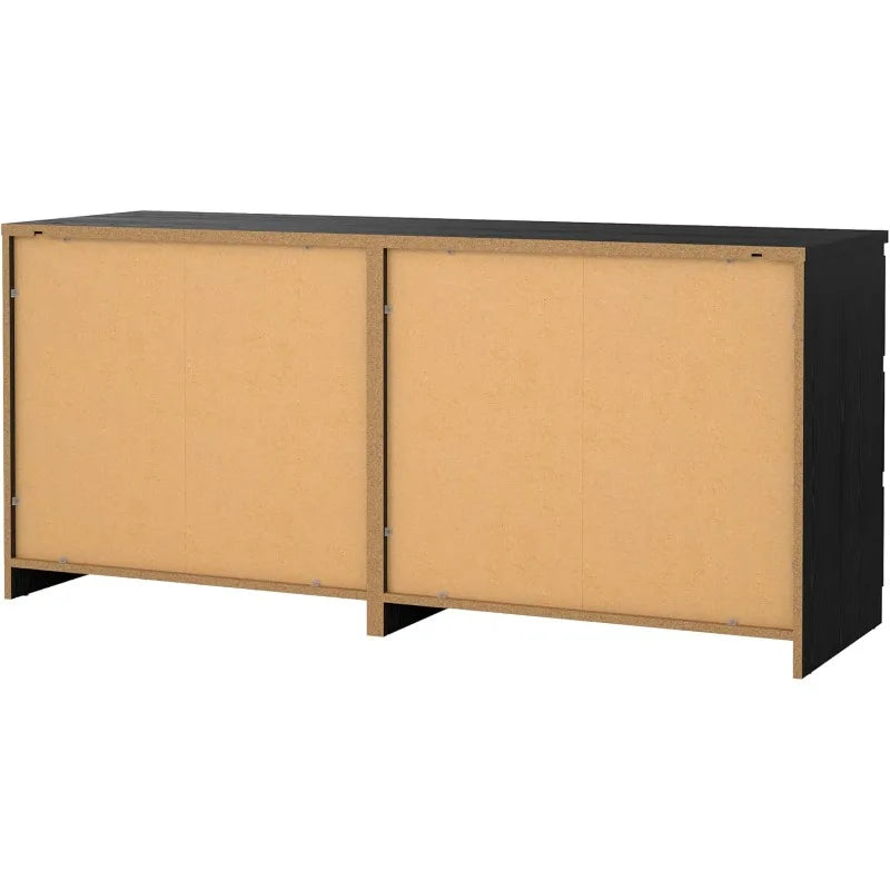 Tvilum 6 Drawer Double Dresser Storage Black Woodgrain Modern Design
