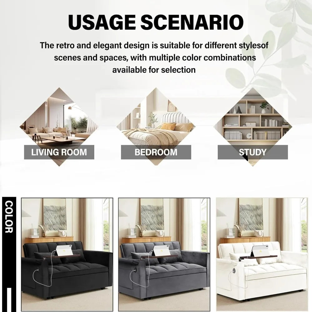 Ljustra 3-in-1 Convertible Sofa Bed Loveseat Sleeper Couch Adjustable Backrest